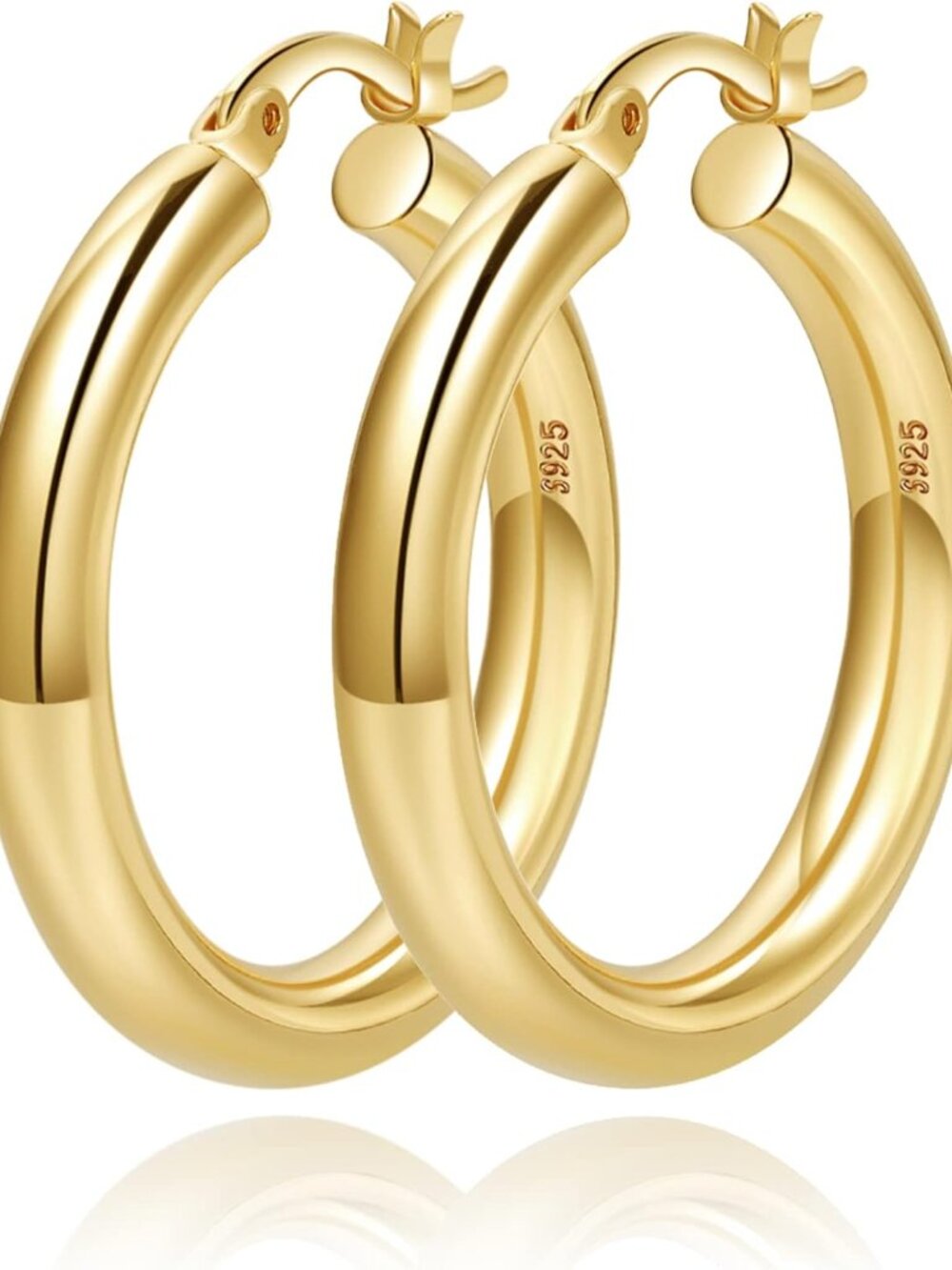 4mm Thick Gold Chunky Earrings Steling Silver Post Hoops Earrings For Women Holl